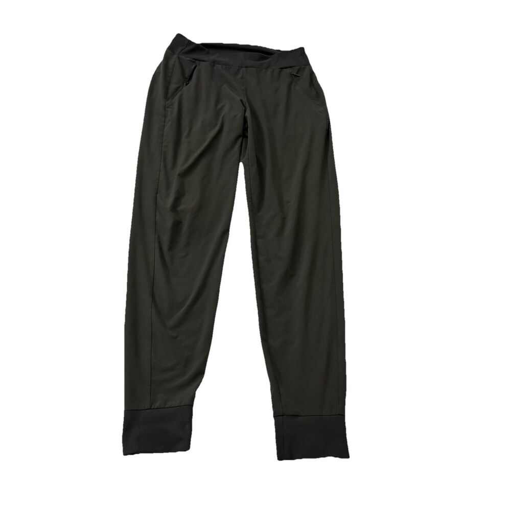 Athleta Soho‎ Jogger Pants Womens 6 Tall Black Olive High-Rise Gym Pull-on 6T